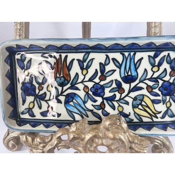 Set of Decorative Hand Painted Trinket /serving Trays‎ From Jerusalem 9”x4.5” - Picture 3 of 7